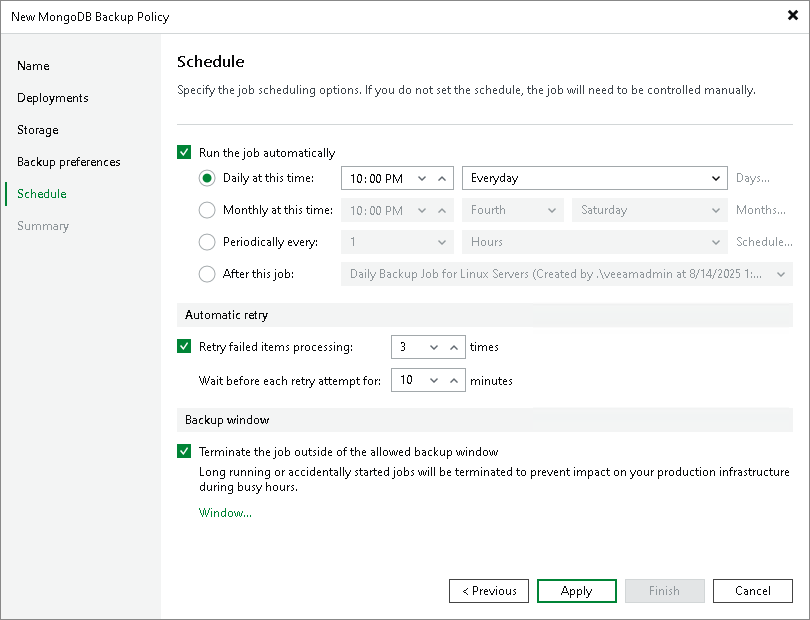 Step 7. Specify Policy Schedule