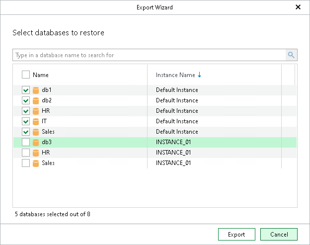 Step 2. Select Databases