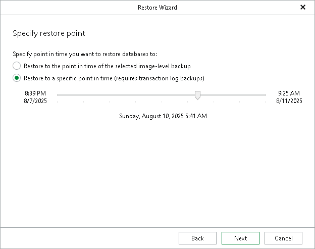 Step 3. Specify Restore Point