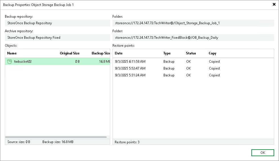 Viewing Unstructured Data Backup Properties