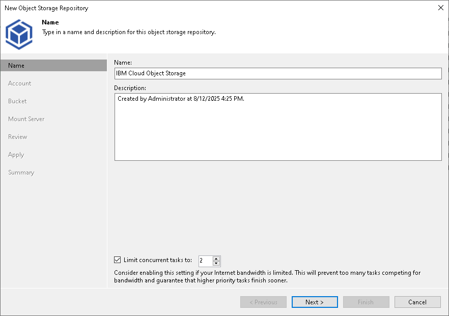 Step 2. Specify Object Storage Name 