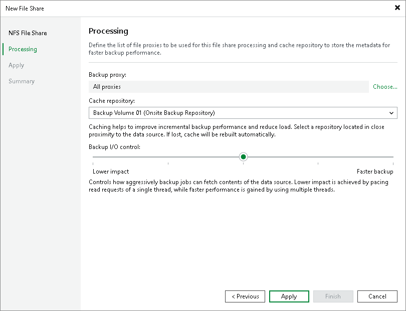 Specify Processing Settings for NFS File Share Step 4. Specify File Share Processing Settings