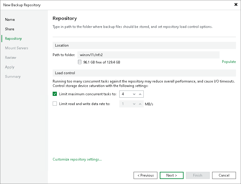 Step 4. Configure Backup Repository Settings
