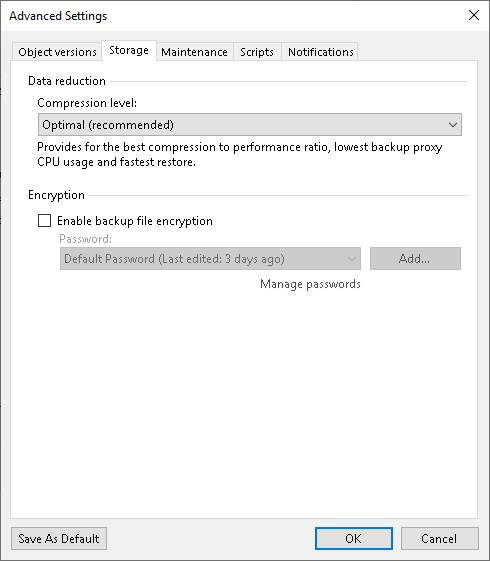 Storage Settings