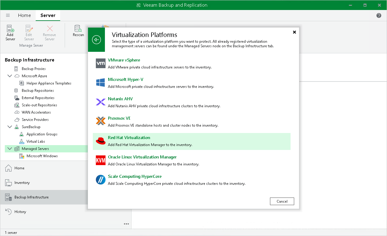 Launch New Red Hat Virtualization Manager Wizard