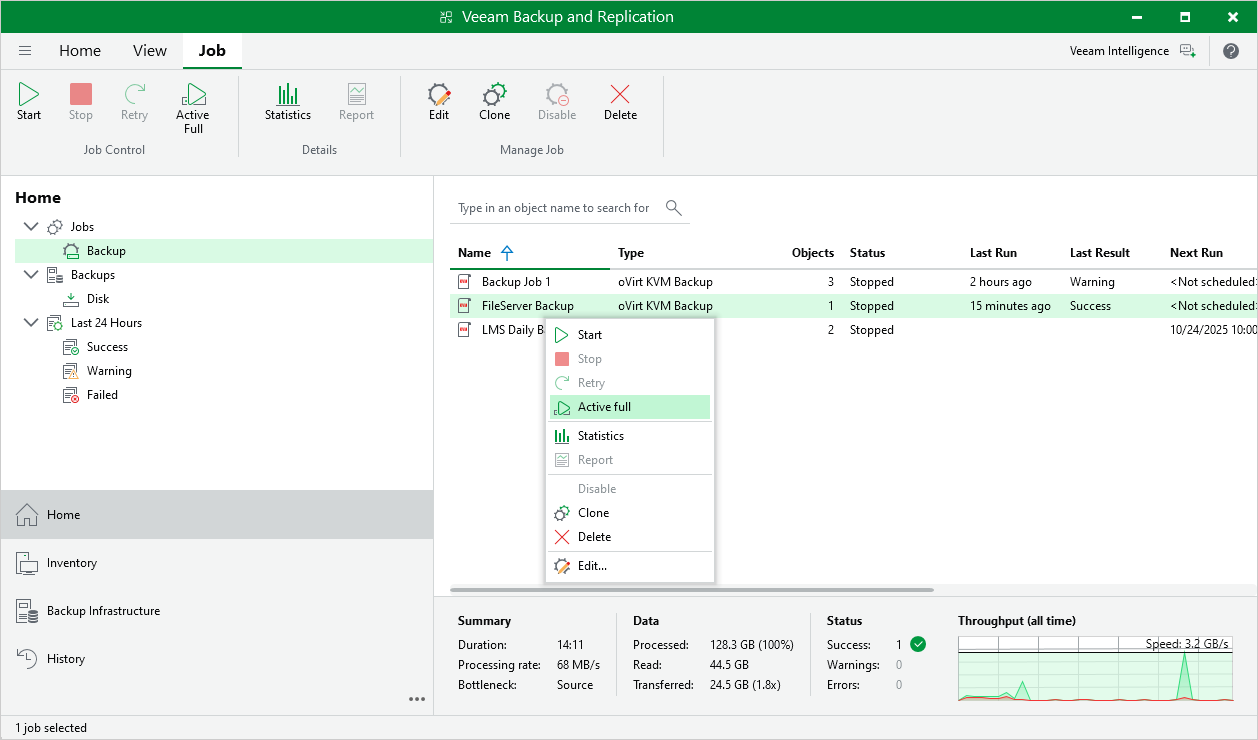 Creating Active Full Backup