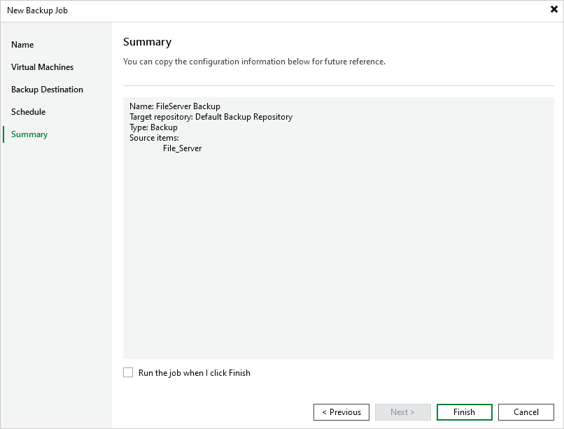 Select Restore Point Step 6. Finish Working with Wizard