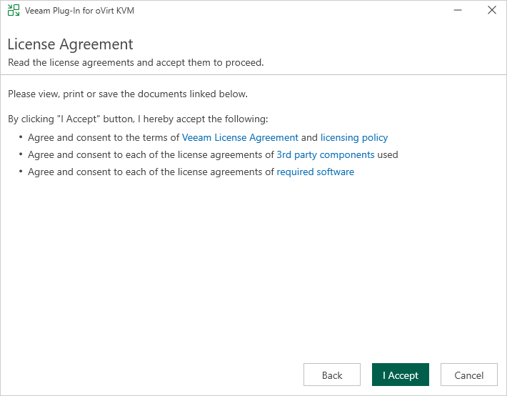 Installing RHV Plug-In Installing Veeam Plug-In for oVirt KVM