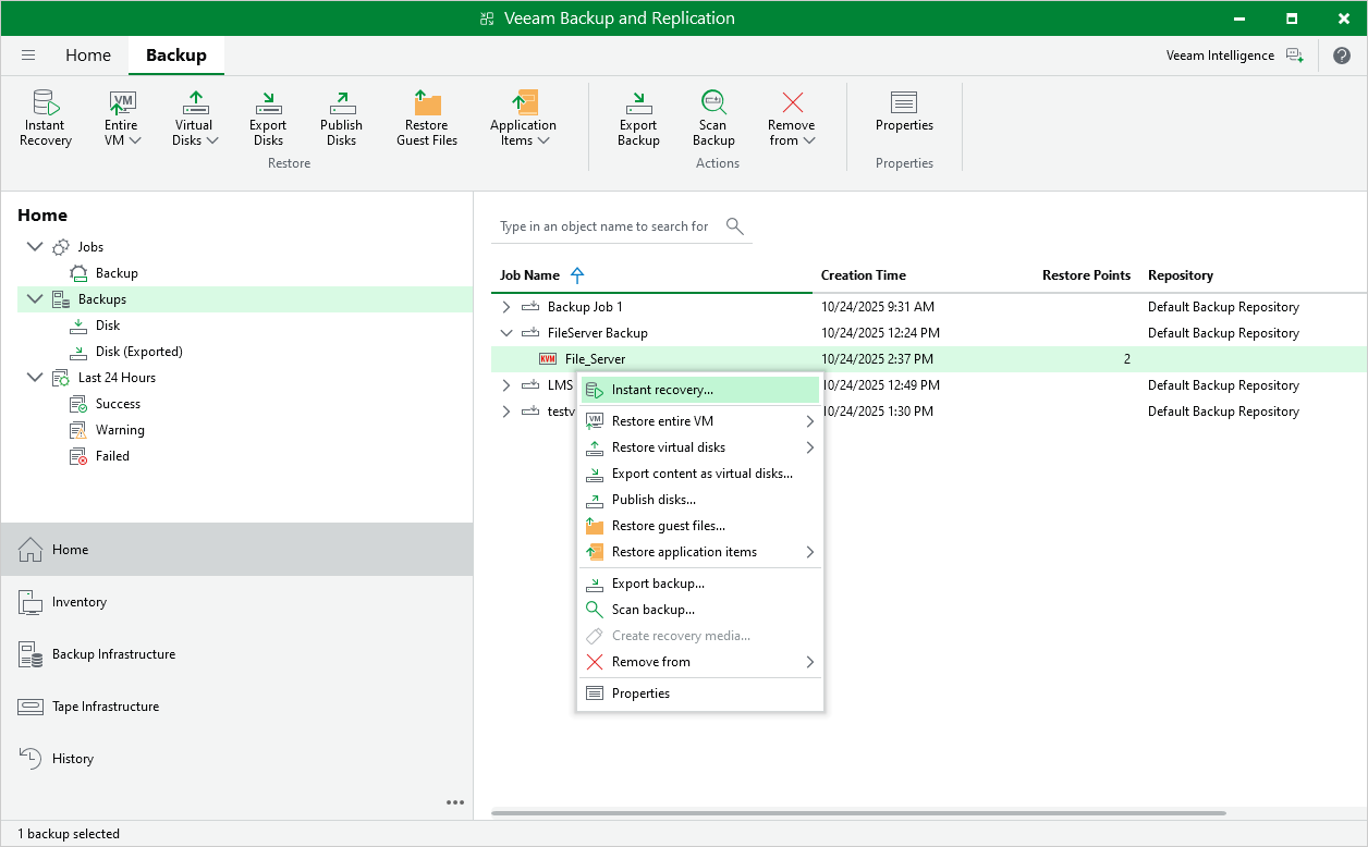 Instant VM Recovery