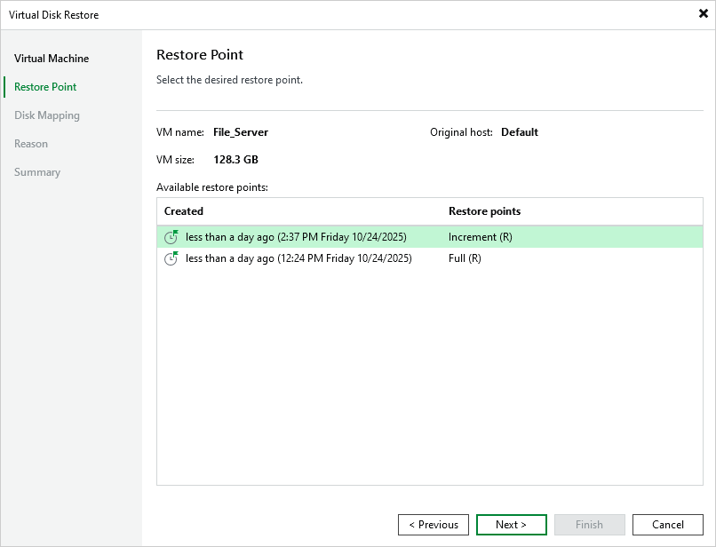 Select Restore Point Step 3. Select Restore Point
