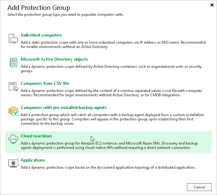 Step 1. Launch New Protection Group Wizard