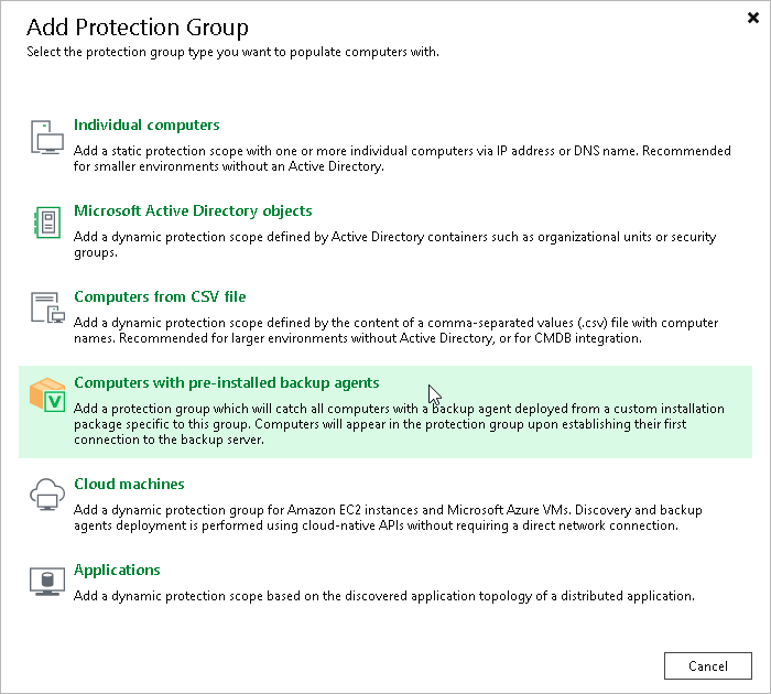Step 1. Launch New Protection Group Wizard