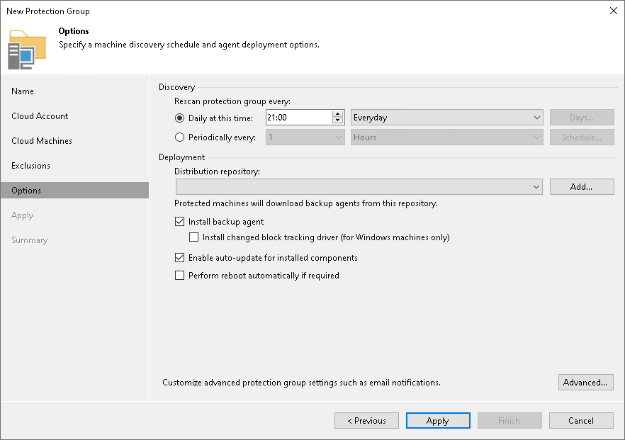 Specify Discovery and Deployment Options Step 7. Specify Discovery and Deployment Options