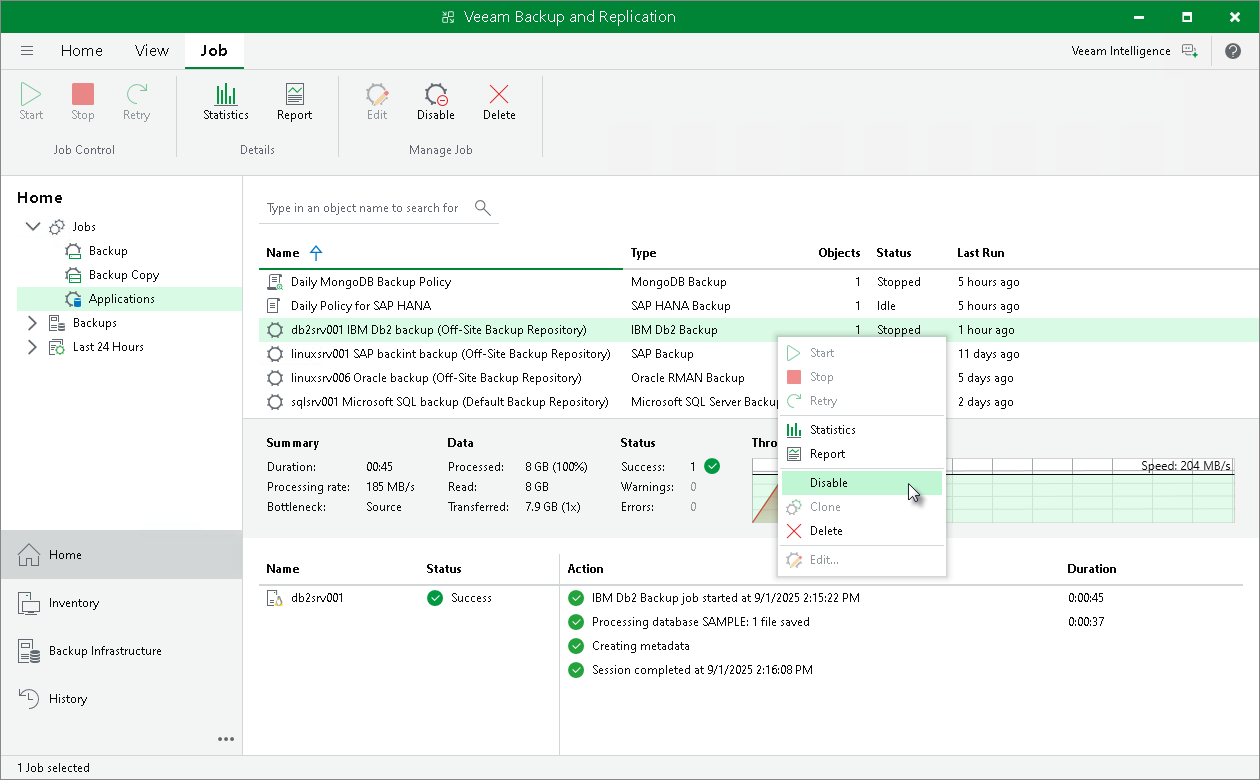 Disable Backup Job
