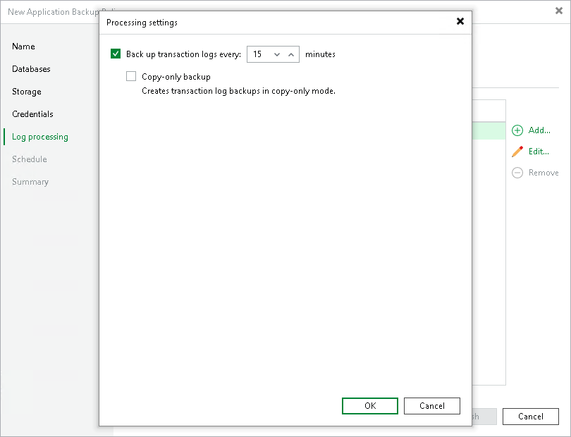 Processing Settings