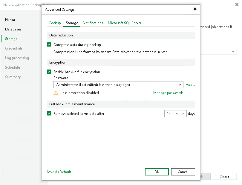 Storage Settings