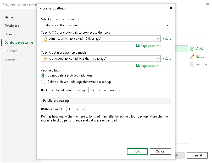 Processing Settings