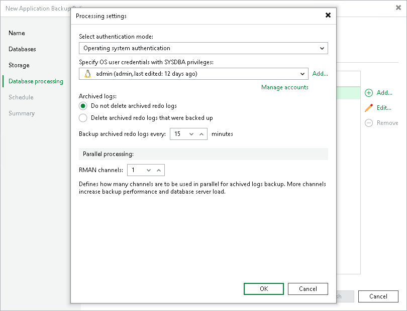 Processing Settings
