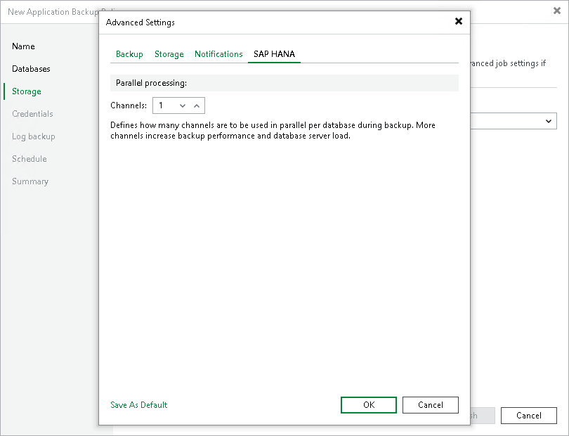 SAP HANA Settings