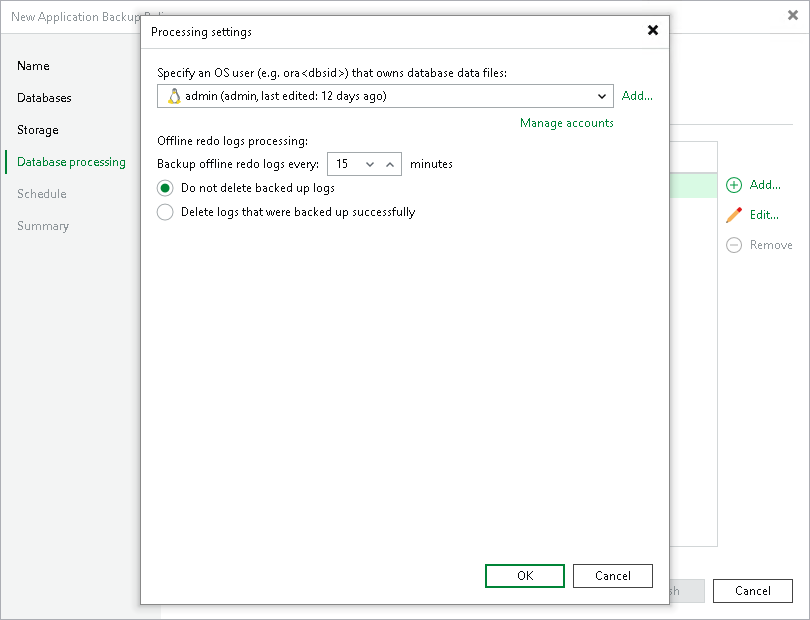 Processing Settings