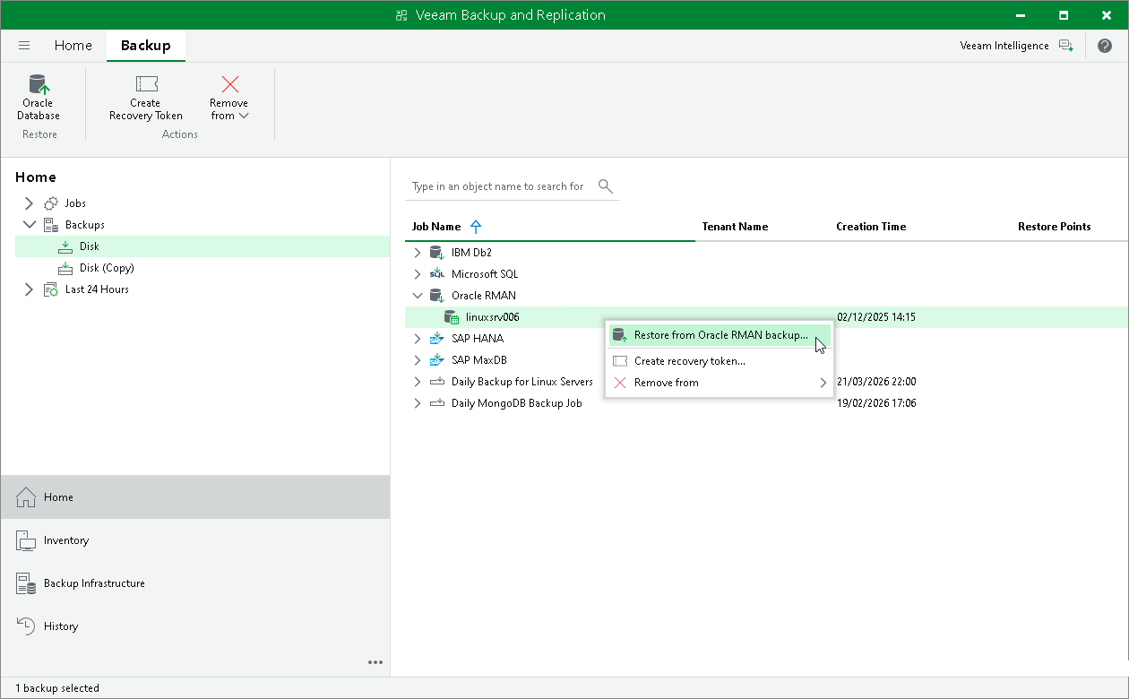 Restore From Oracle RMAN Backup