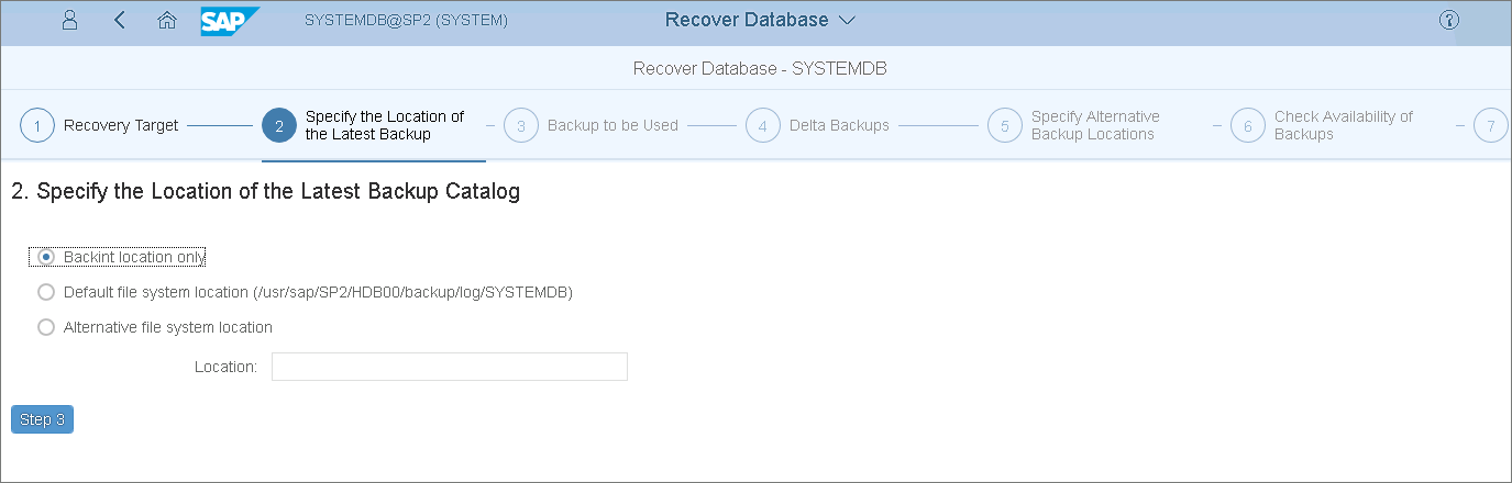 Specify Backup Location