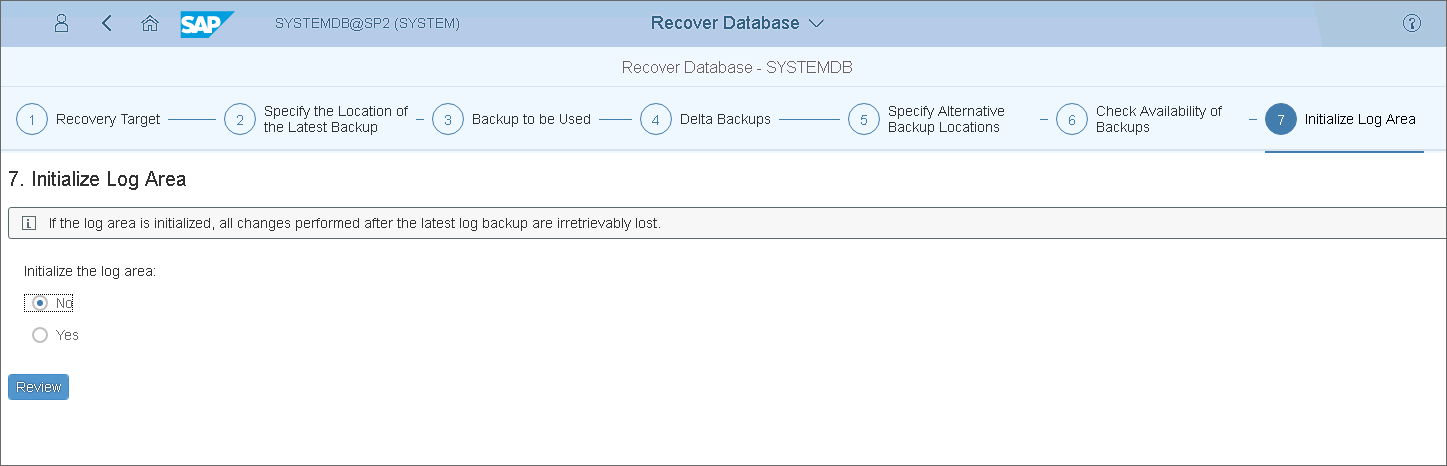 Initialize Log Area