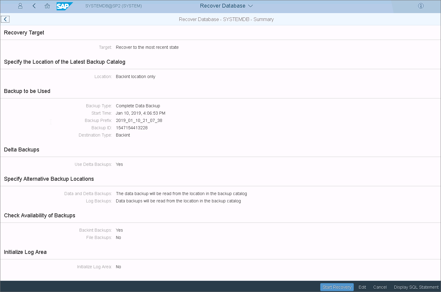 Review Recovery Options