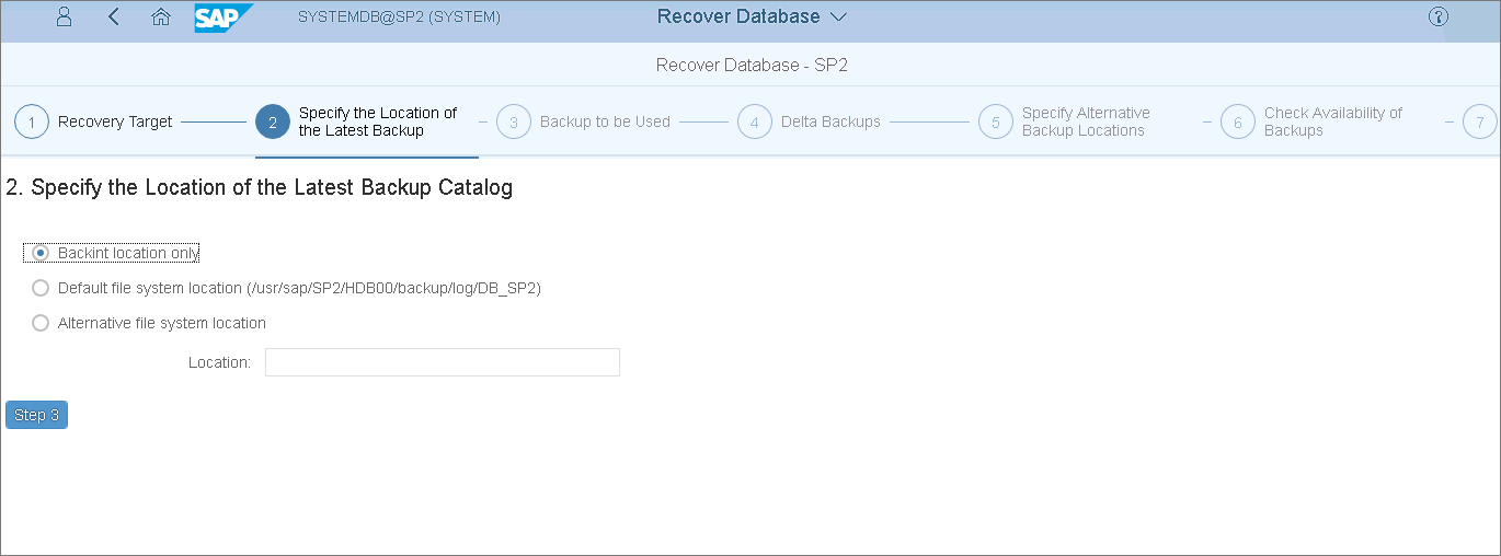 Specify Backup Location