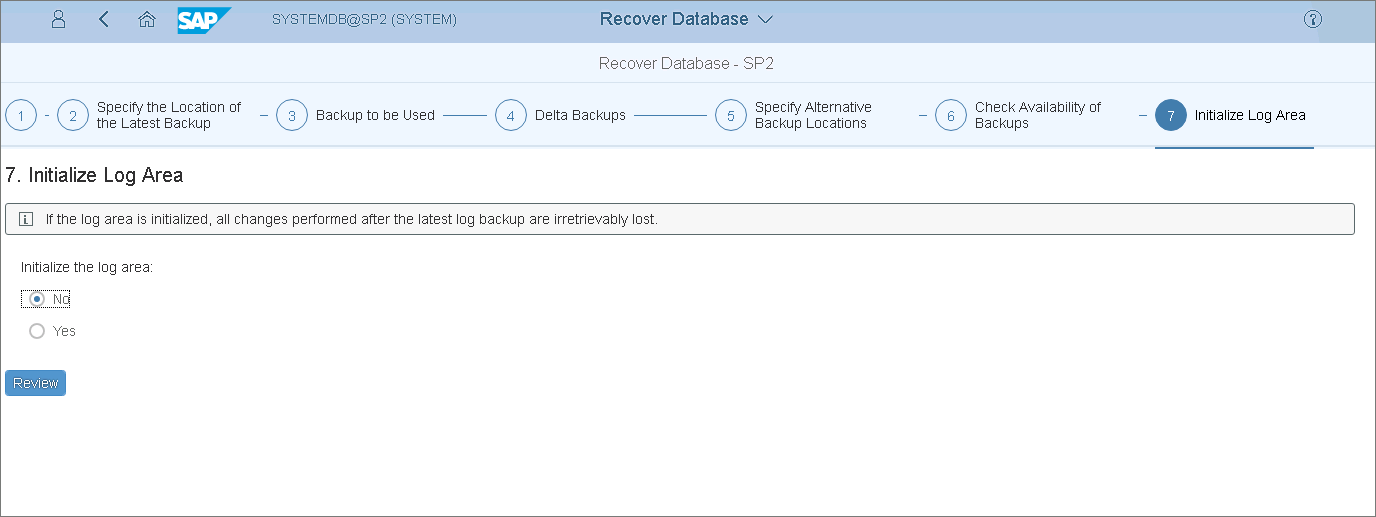 Initialize Log Area