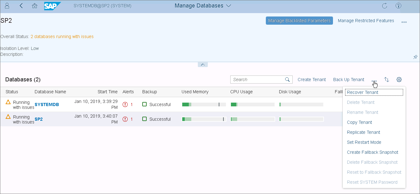 Manage Databases