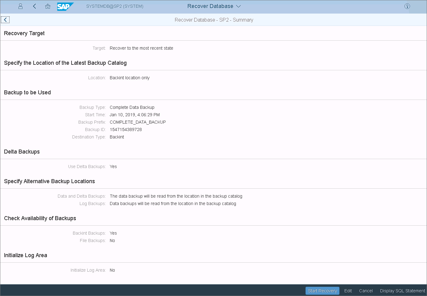 Review Recovery Options