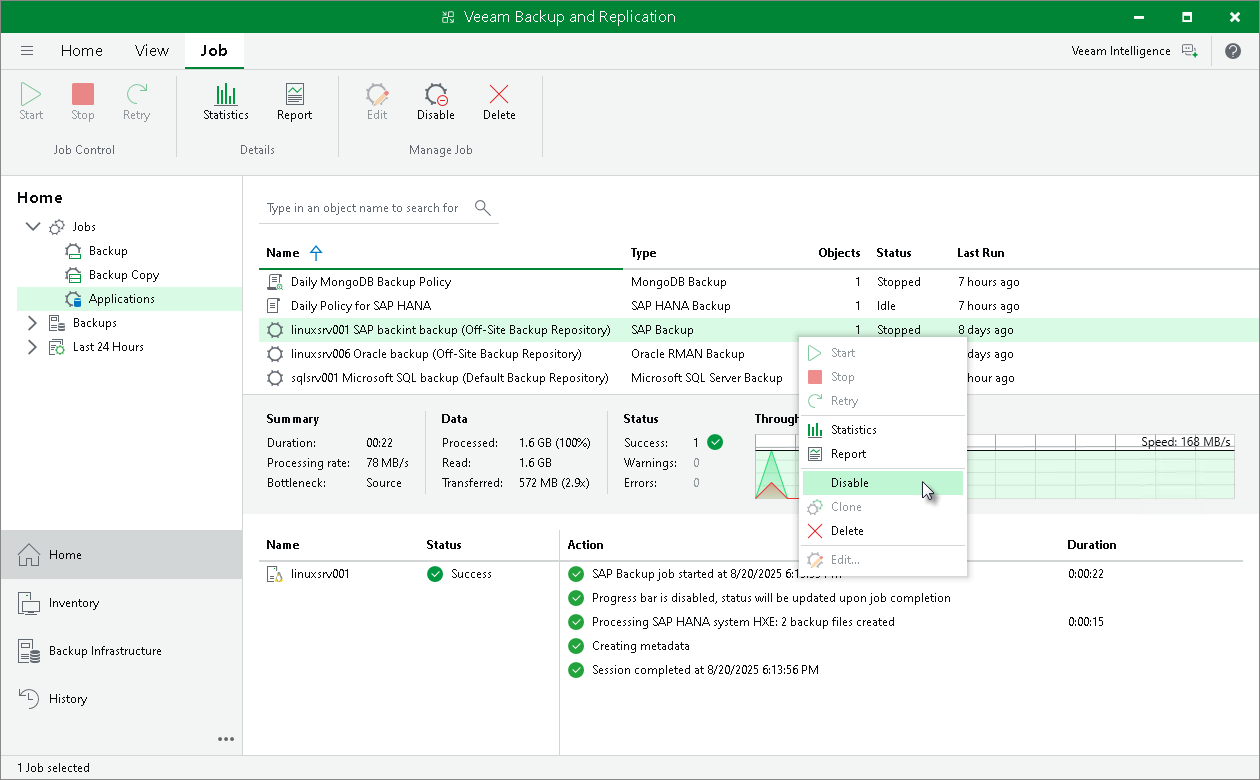 Disable Backup Job