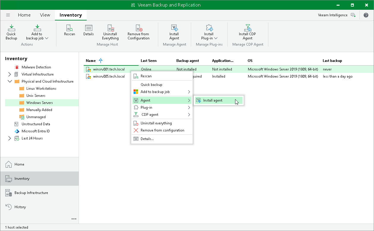 Install Veeam Agent