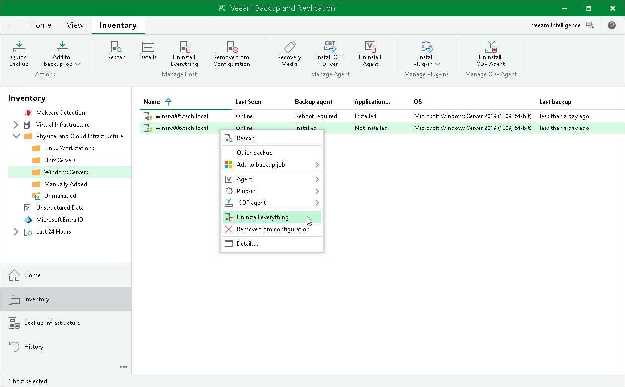 Uninstall all components