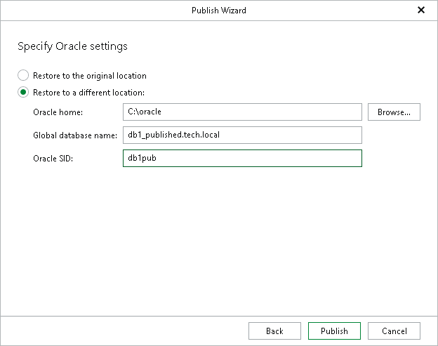 Step 5. Specify Oracle Settings