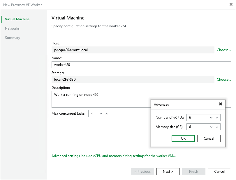 Specify Worker VM Settings