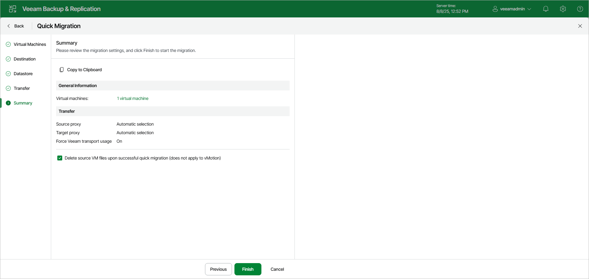 Configure Data Transfer - Web UI