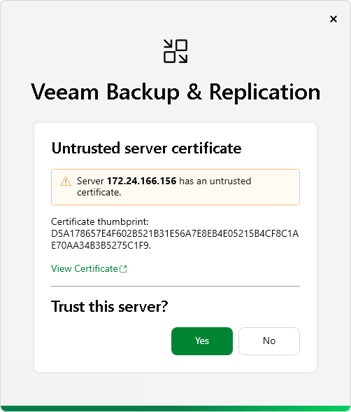Logging in to Veeam Backup & Replication