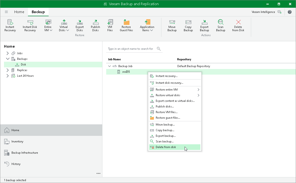 Deleting Backups from Disk