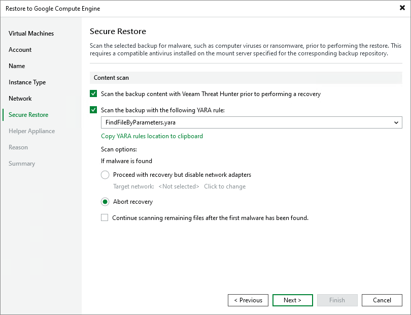 Step 7. Specify Secure Restore Settings