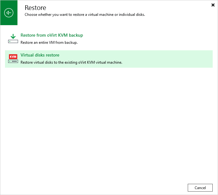 Disk Restore to oVirt KVM
