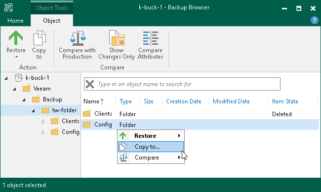 Save Files to a New Location Step 4. Select Objects to Restore
