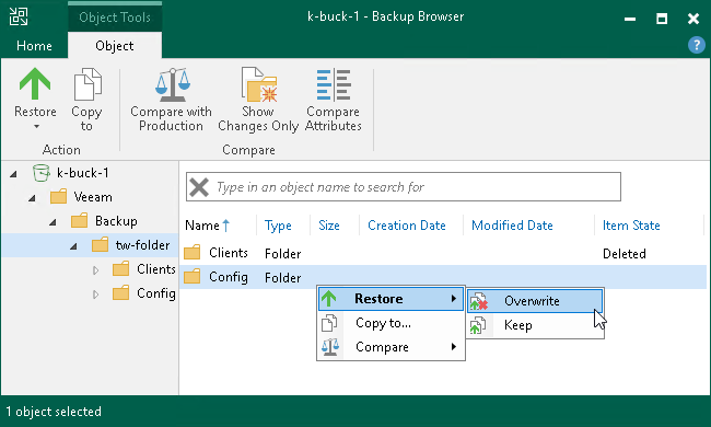Restore Files to Original Location Step 4. Select Objects to Restore