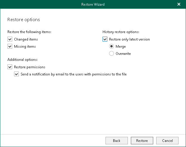 Step 5. Specify Restore Options