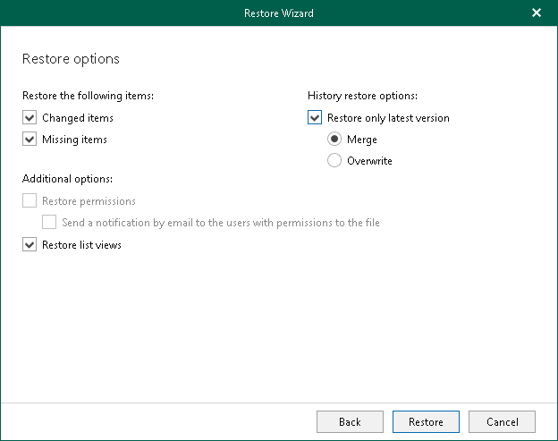 Step 5. Specify Restore Options