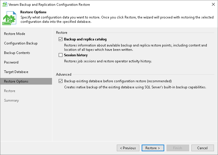 Step 7. Specify Restore Options