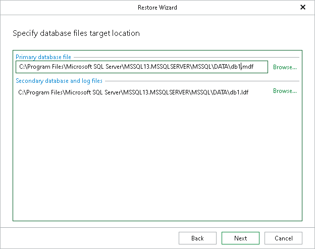 Specifying Files Location Step 6. Specify Files Location