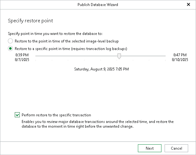 Step 2. Specify Restore Point