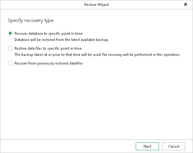 Specifying Recovery Type Step 2. Specify Recovery Type
